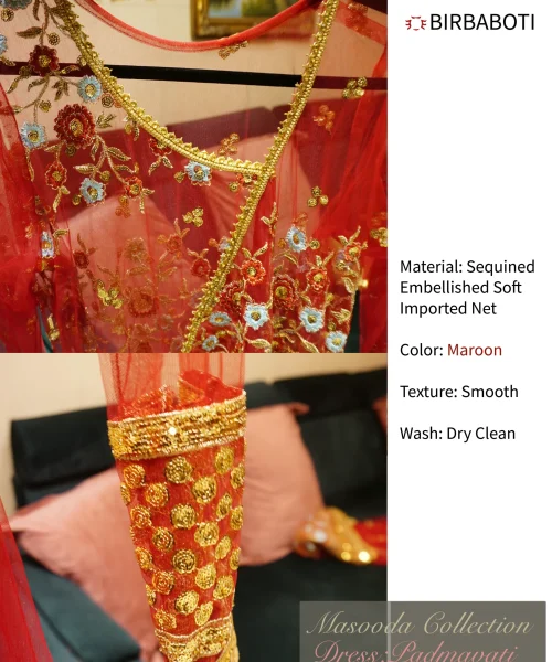 Birbaboti Padmavati Dress from Masooda Collection (Angrakha Koti Gown Set) The Material Net Embroidered